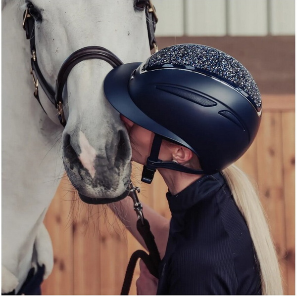 2026 Evoke Unisex Callisto Klassiker Gipfel Reiten Hut & Liner 200372003 - Navy / Kristall